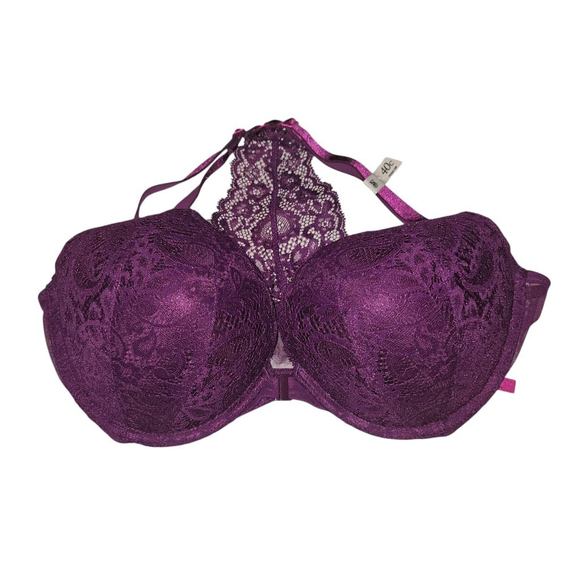 Victoria's Secret Sexy Tee Paisley Lace Push-Up Bra Beach Plum Size 40C New - Picture 1 of 6